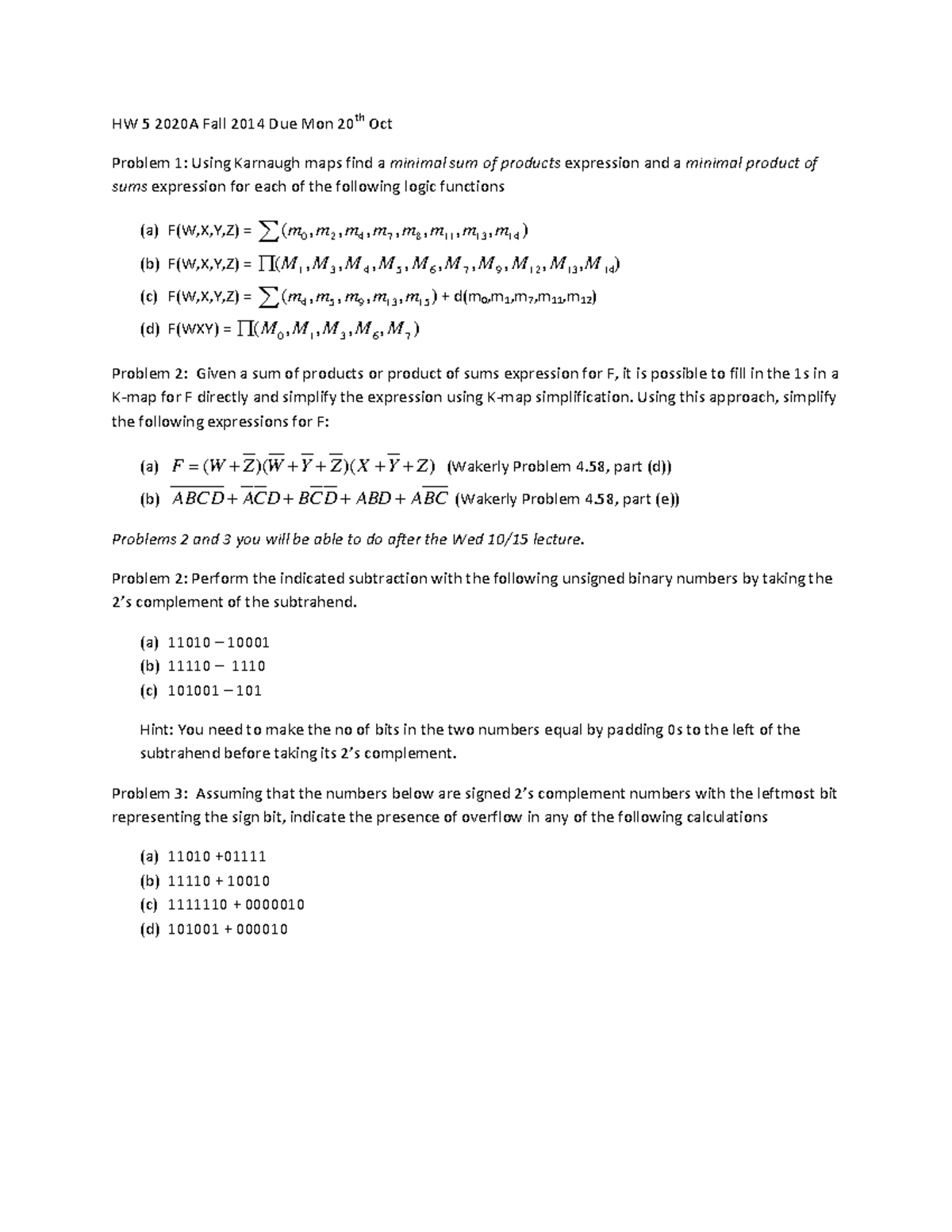 HW5 - Homework Solutions - HW 5 2020A Fall 2014 Due Mon 20th Oct ...