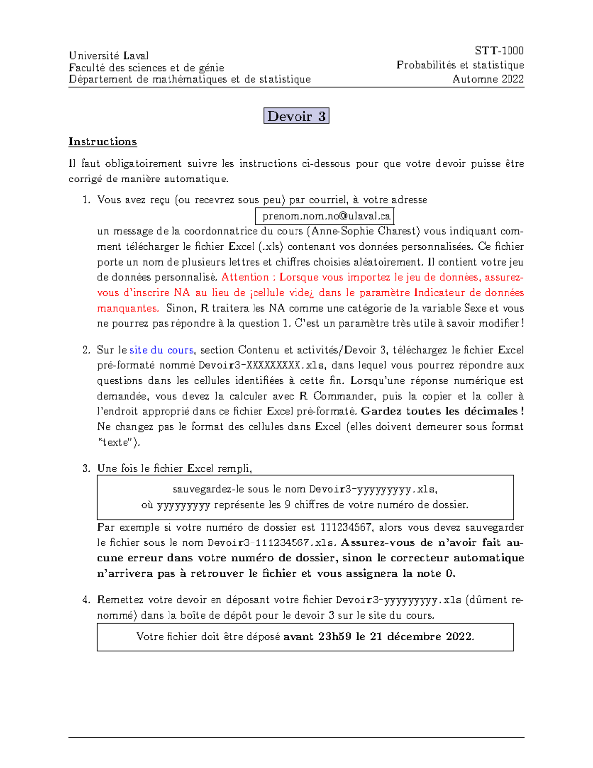 Devoir 3 - Universit ́e Laval Facult ́e Des Sciences Et De G ́enie D ...