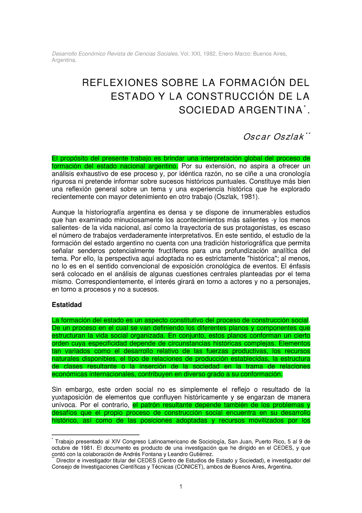 2-Oszlak O. - Reflexiones Sobre LA Foracion DEL Estado Y LA Construccin ...