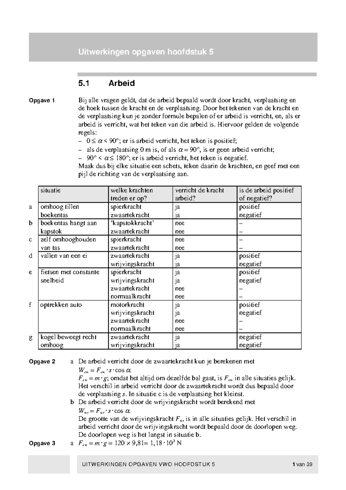 Uitwerkingen Opgaven Hoofdstuk Arbeid Uitwerkingen Opgaven