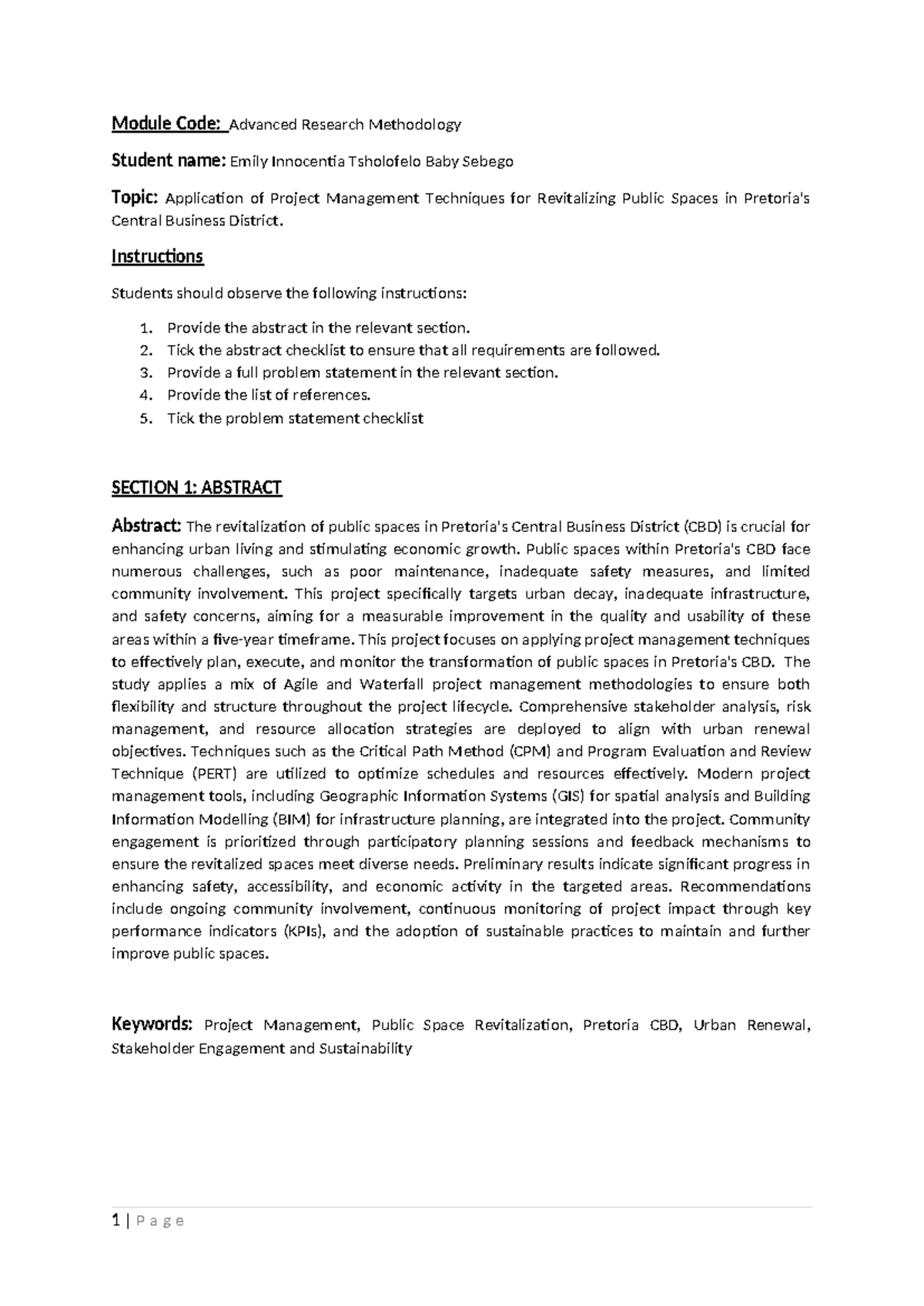 Template 2 - Abstract and Problem Statement - Student Name - RPJ108G ...