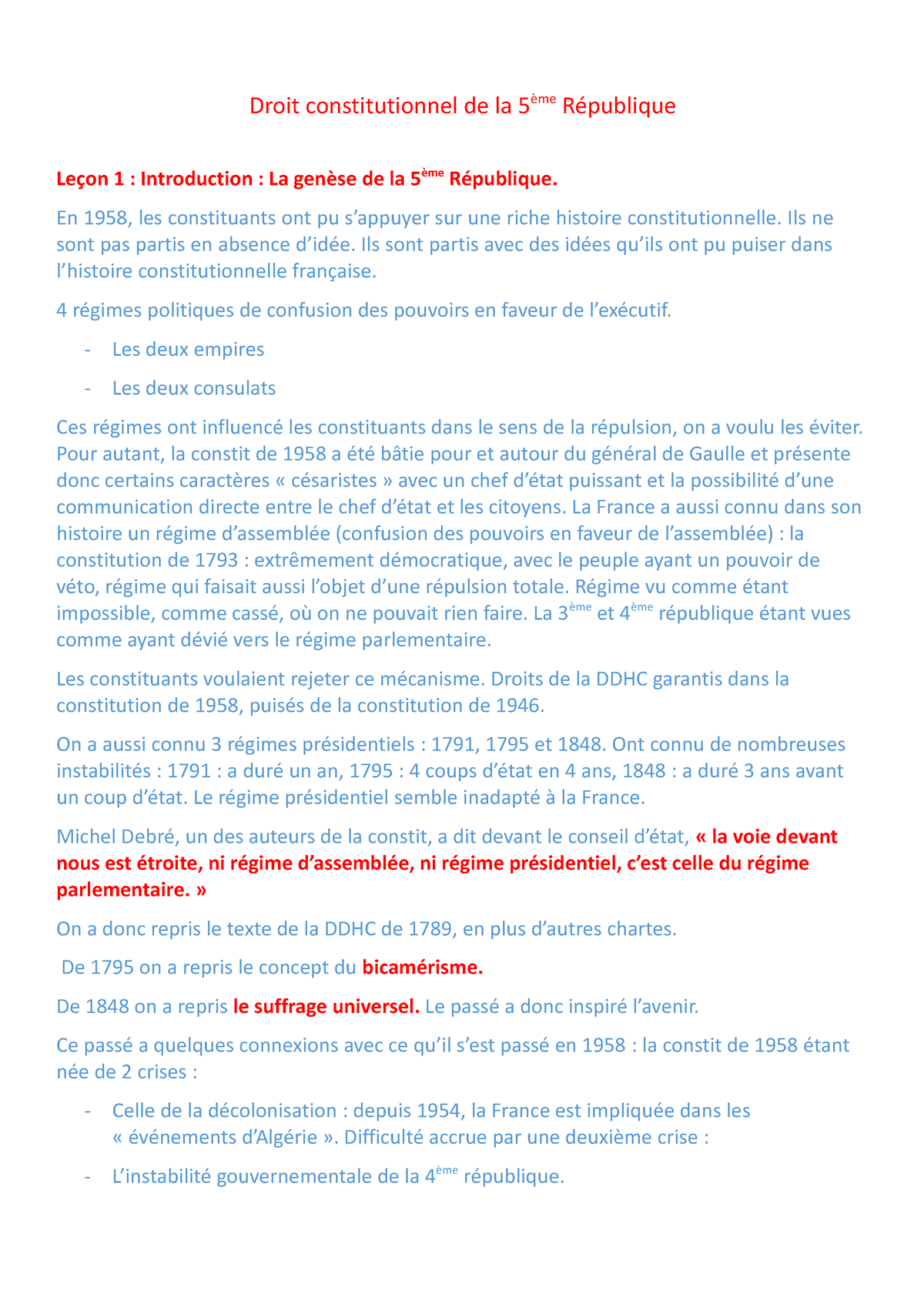 dissertation droit constitutionnel 5eme republique