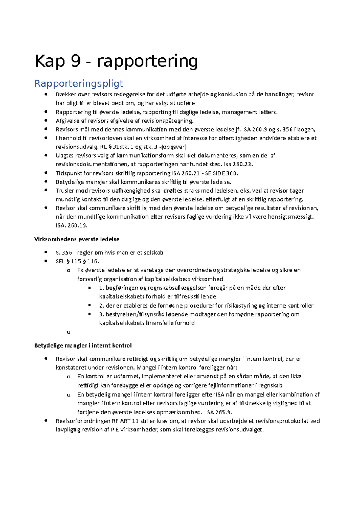 Rapporteringspligt - Revision - Kap 9 - Rapportering Rapporteringspligt ...