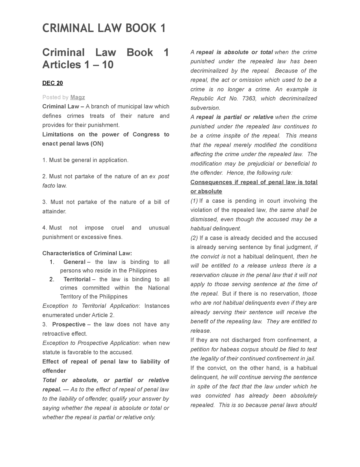 Criminal LAW BOOK 1 None Criminal Law Book 1 Articles 1 10 DEC   Thumb 1200 1553 