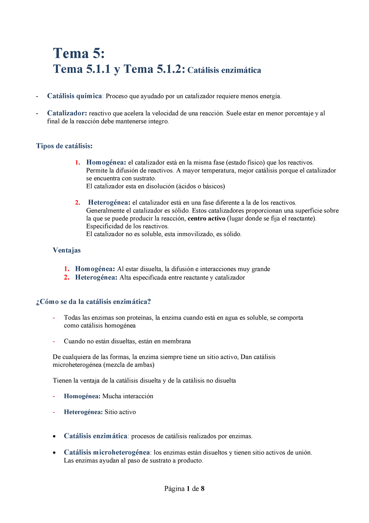 Tema 5.1. Catálisis Enzimática - Tema 5: Tema 5.1 Y Tema 5.1: Catálisis ...