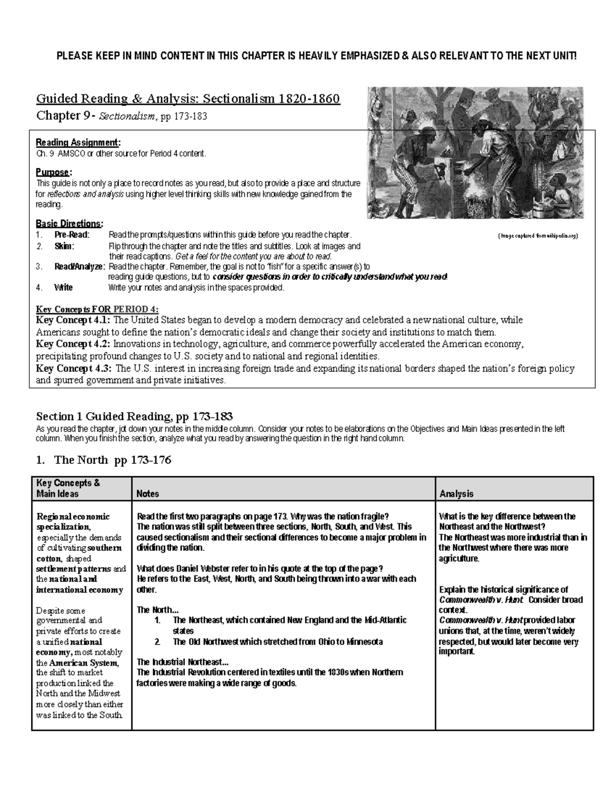 Chapter 9 Sectionalism pp 173 183 PLEASE KEEP IN MIND CONTENT IN THIS