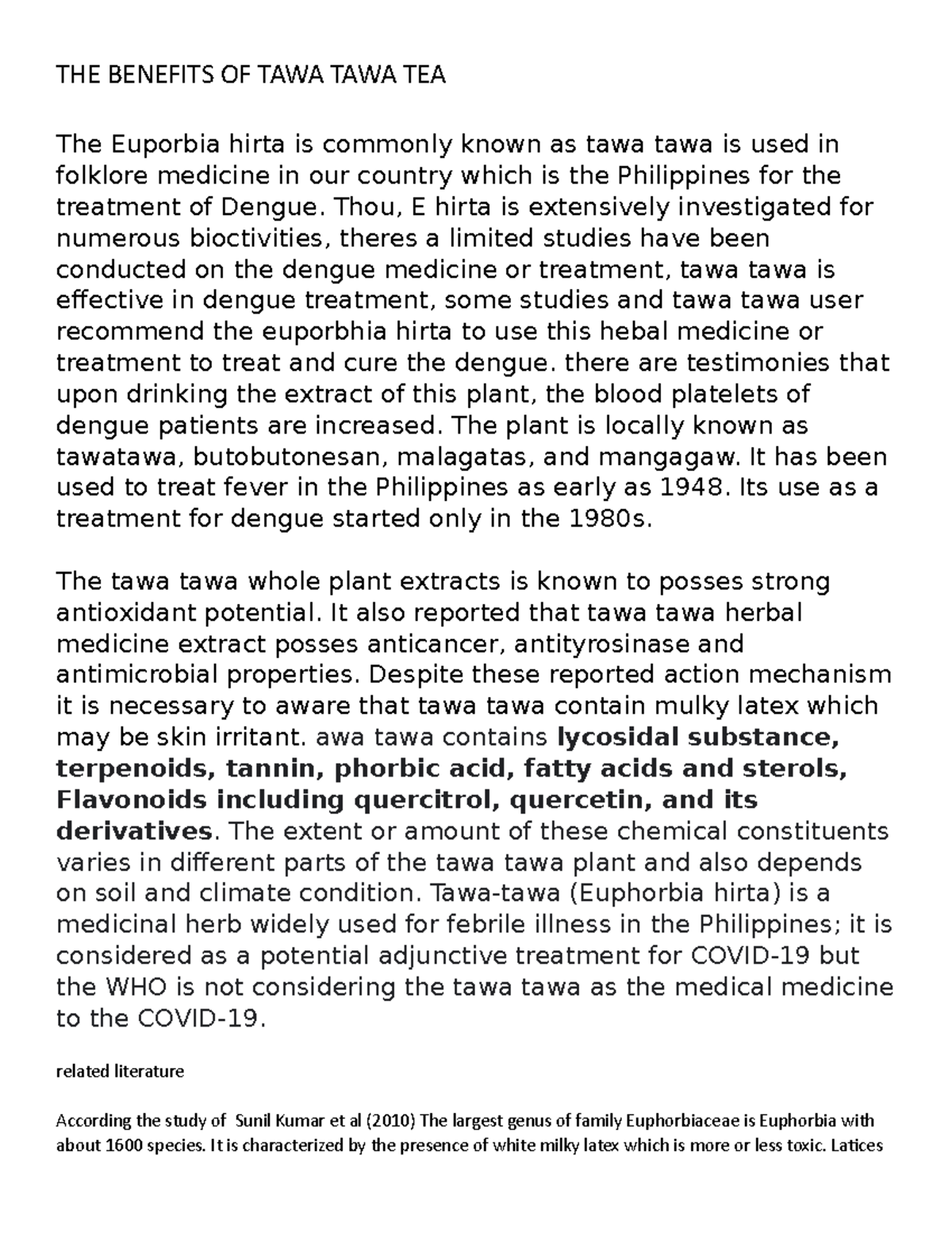 THE Benefits OF TAWA TAWA TEA THE BENEFITS OF TAWA TAWA TEA The