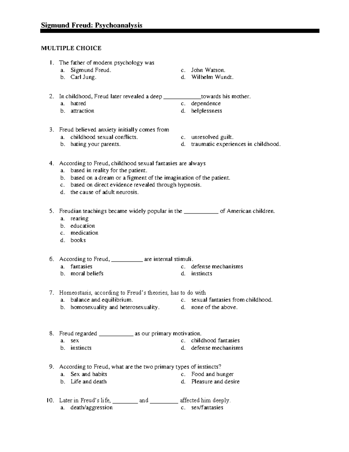 Schultz Personality 10e TB Chapter 02withoutkey - Sigmund Freud ...