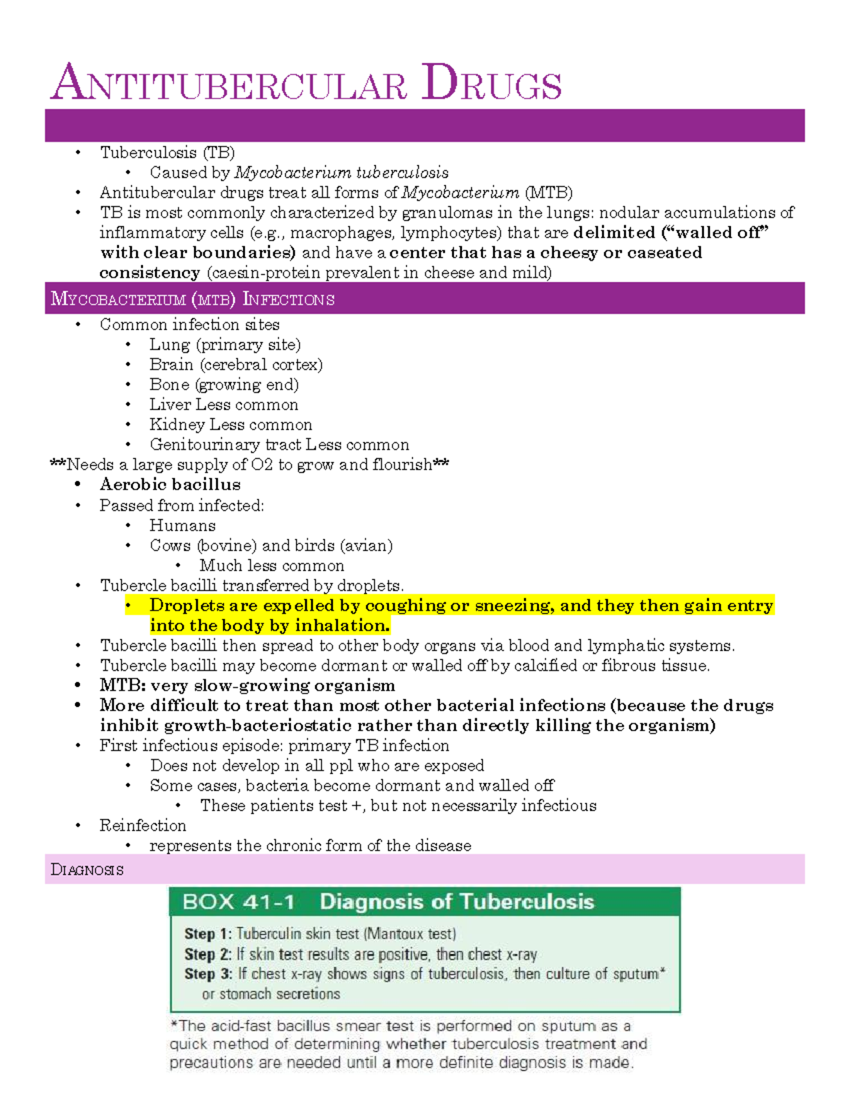 Antitubercular Drugs - Notes For Students - ANTITUBERCULAR DRUGS ...