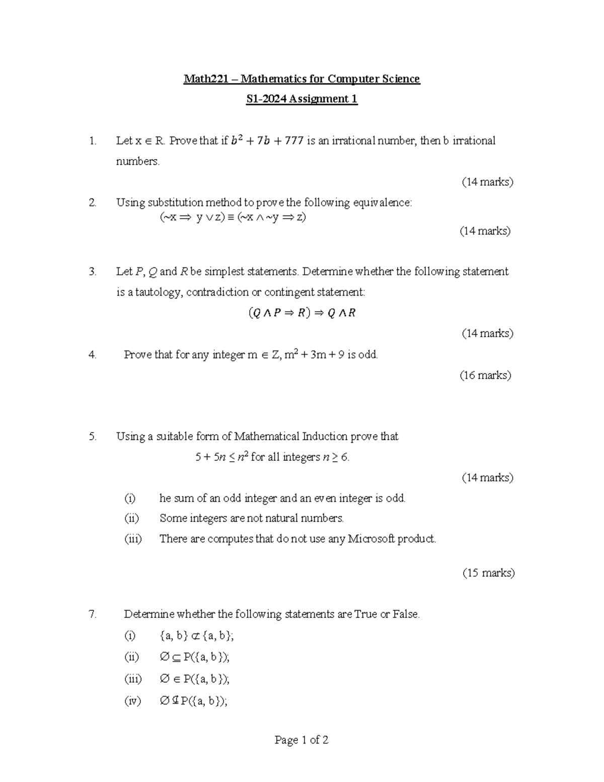 24 S1 MATH221 A1 Question Only - Page 1 of 2 Math221 – Mathematics for ...