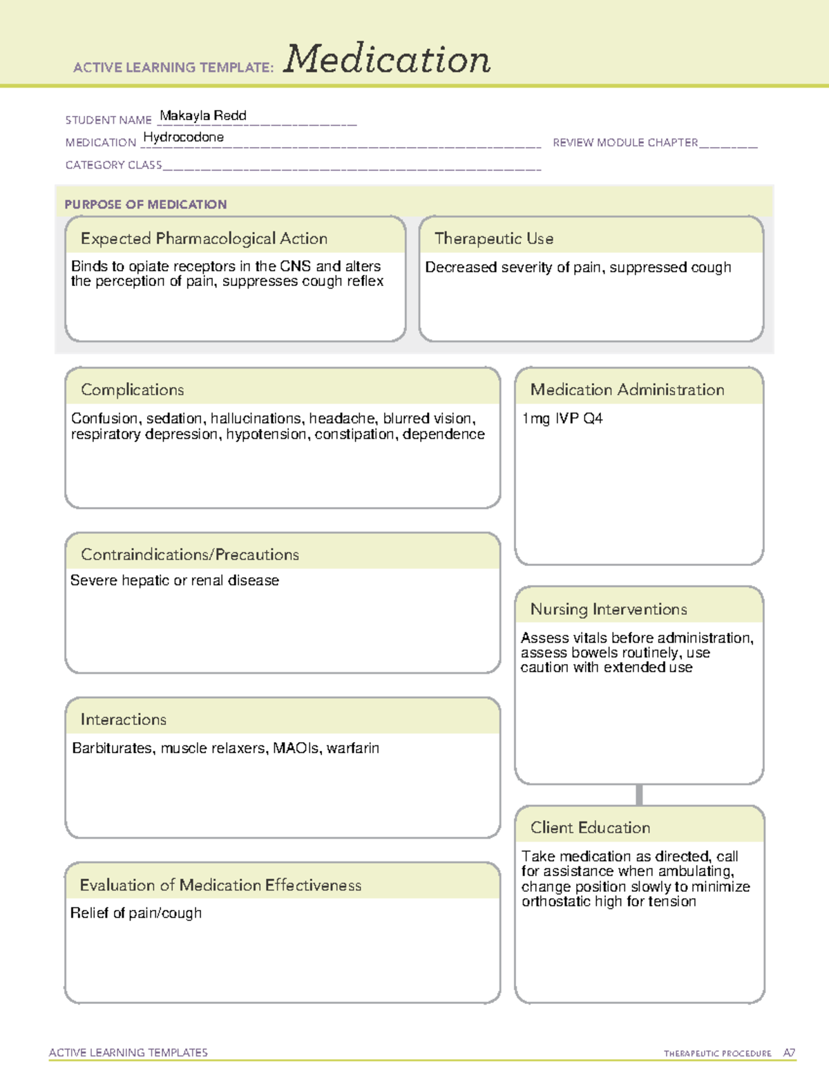 Hydroxyzine medication Temp - ACTIVE LEARNING TEMPLATES TherapeuTic ...