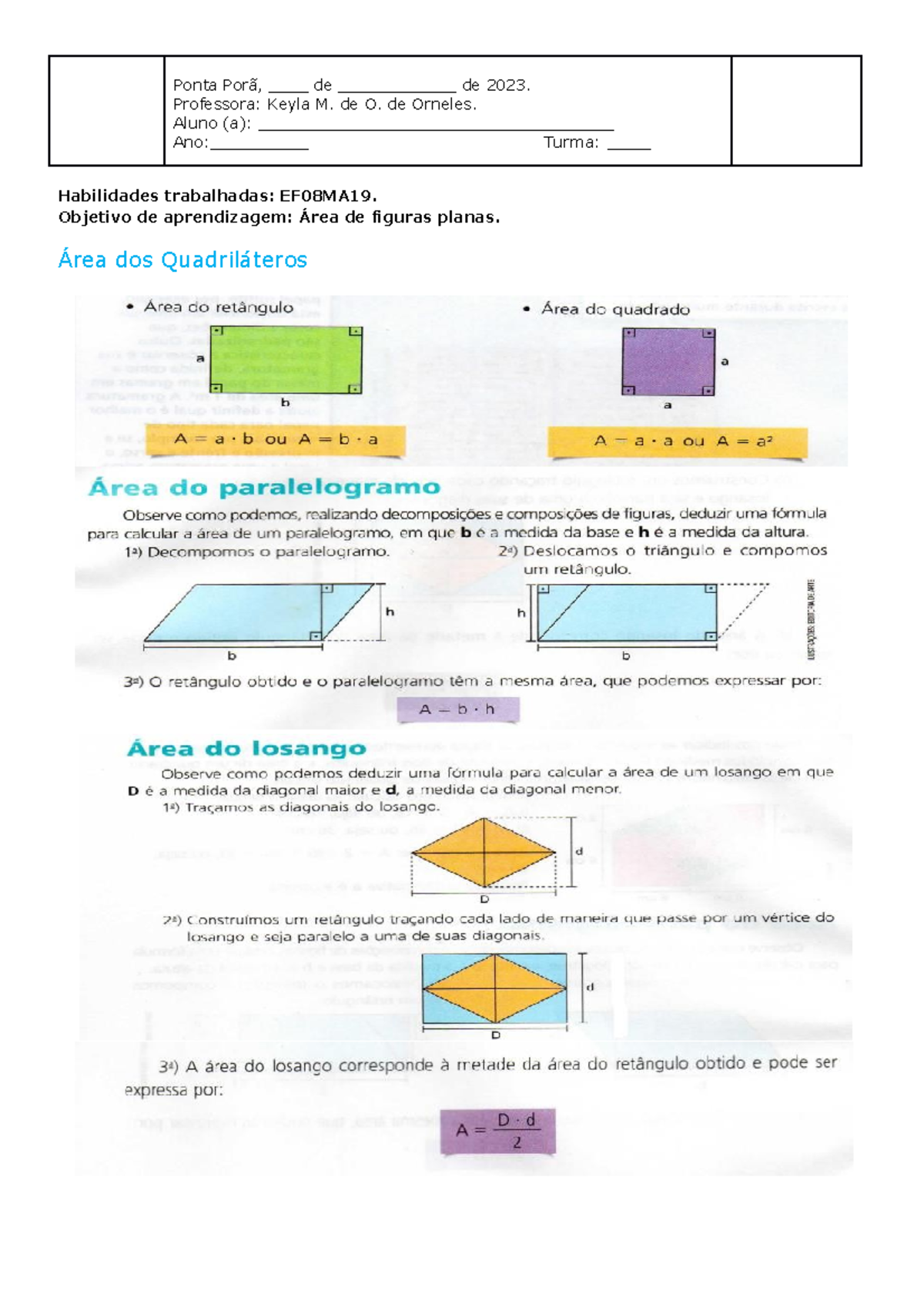 APC - Geometria plana - APC - Para aplicar no estágio. 8° Ano - Ponta ...
