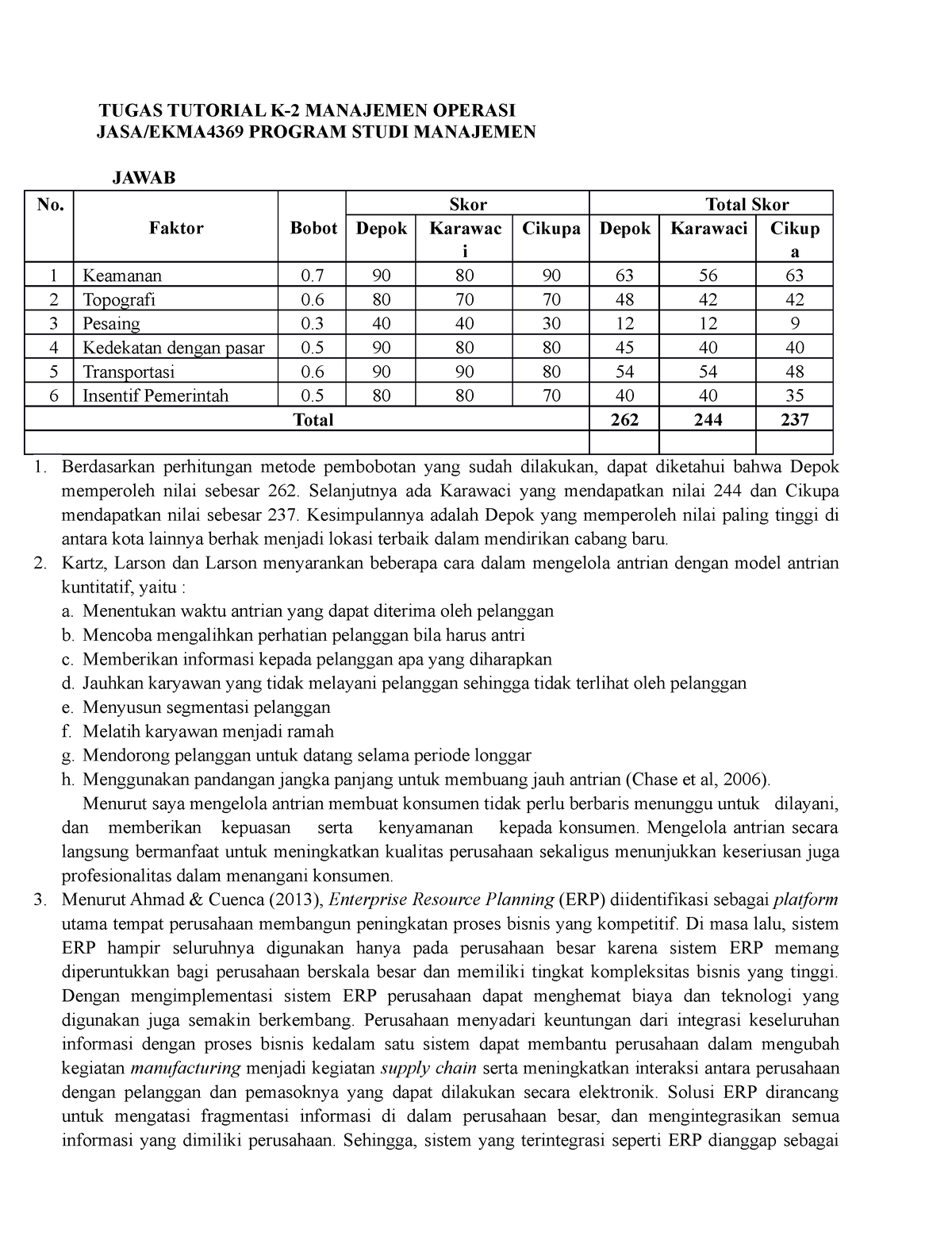 Tugas 2 Manajemen-oprasi-jasa - TUGAS TUTORIAL K-2 MANAJEMEN OPERASI ...