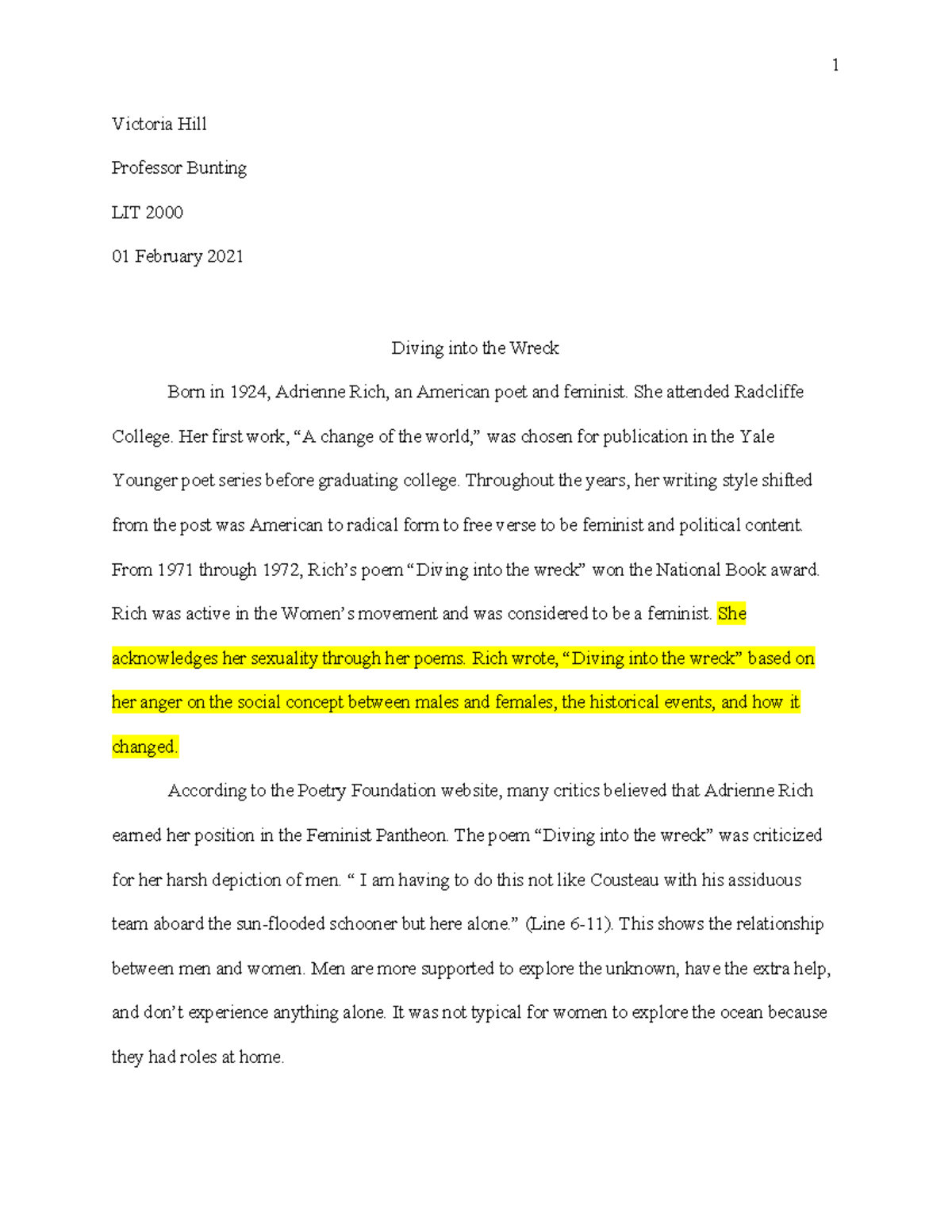 diving essay