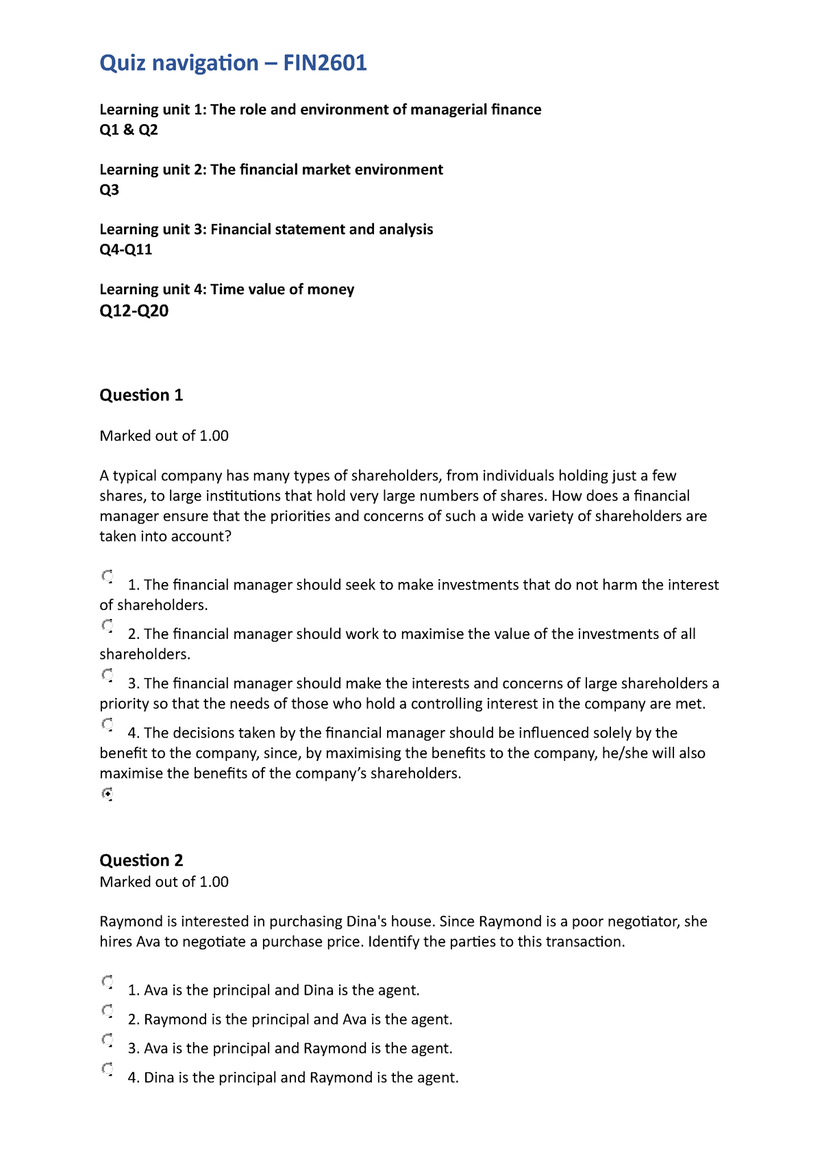 assignment quiz module 10 risk management