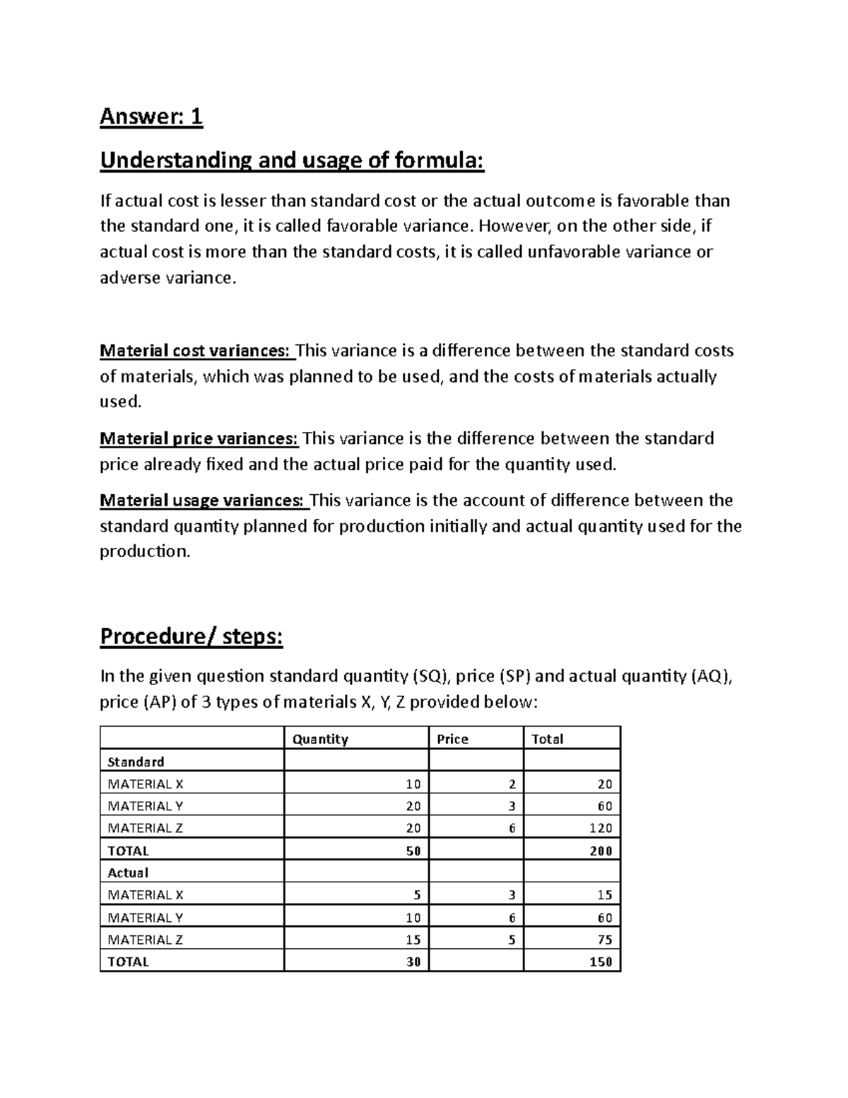 assignment for cost accounting