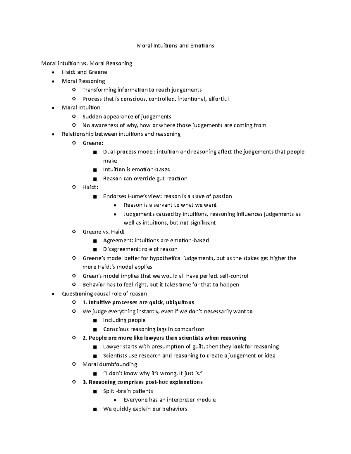 10/26 - Lecture notes 3 - Moral Intuitions and Emotions Moral intuition ...