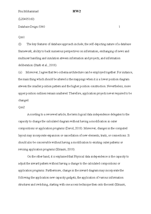 Hw7 Answer - Homework - Fnu Mohammad L Database Design Normal Forms ...