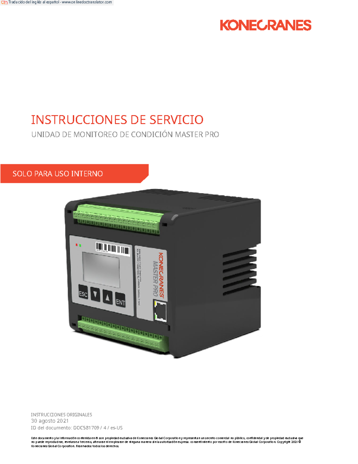 Master PRO Manual Español - INSTRUCCIONES DE SERVICIO UNIDAD DE ...