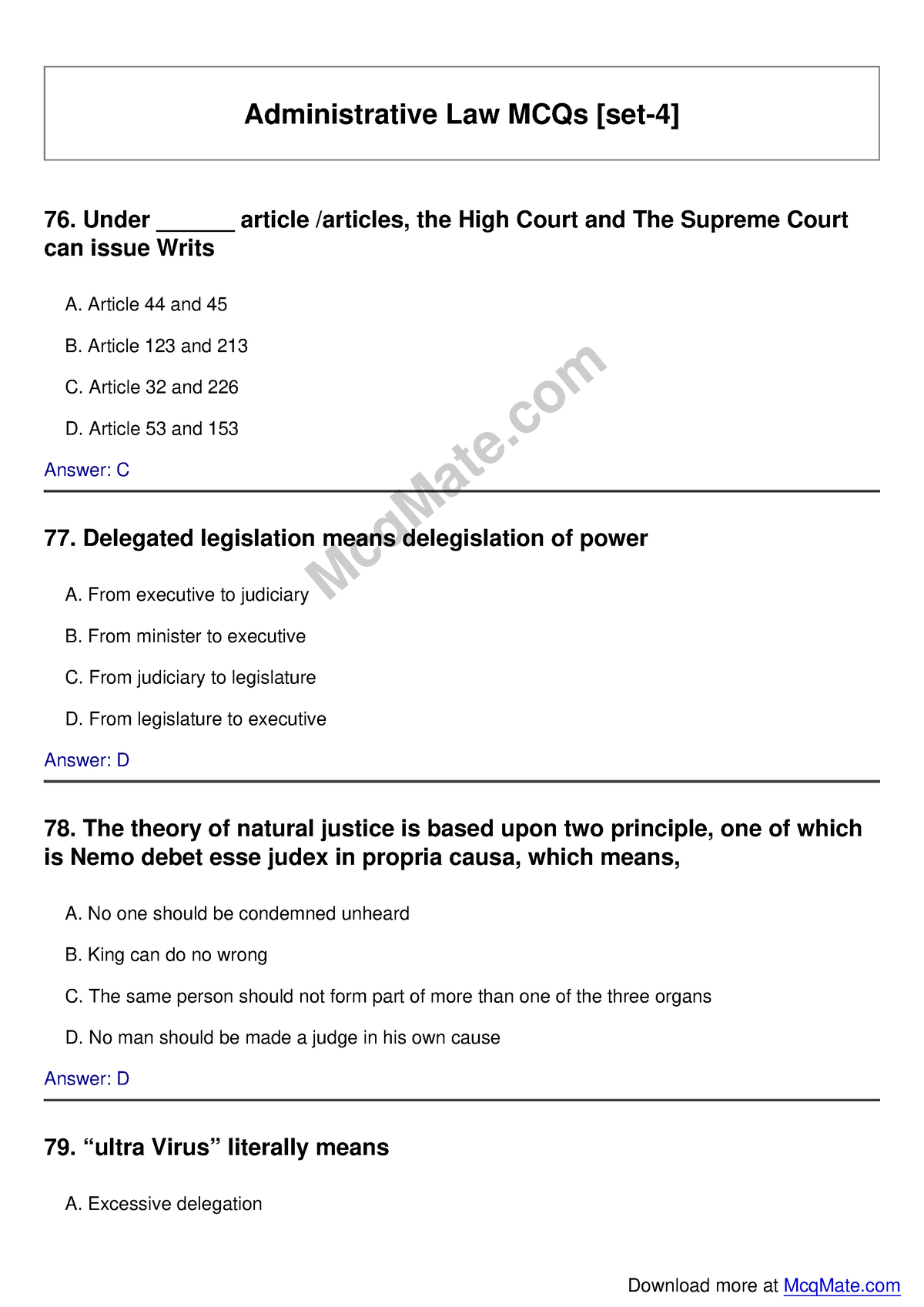 legal principles through case study mcq