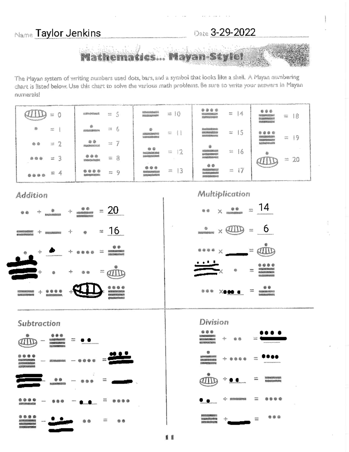 STU-Taylor Jenkins - Los numeros Maya - Name Taylor Jenkins Date ...