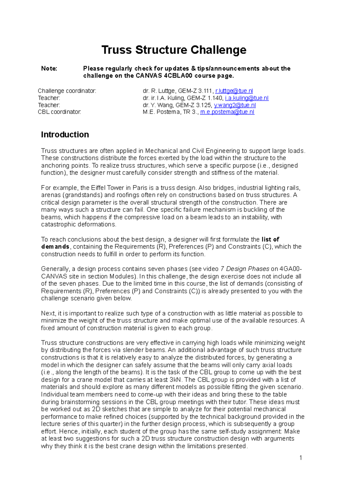 Truss structure Challenge 2023-2024 - Truss Structure Challenge Note ...