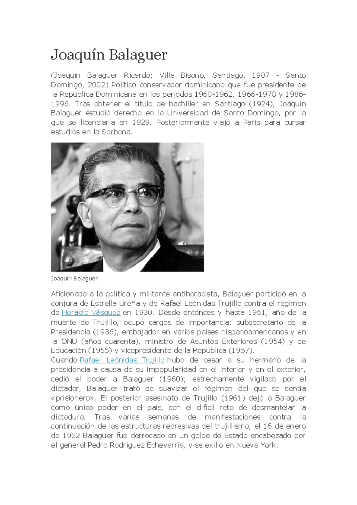 Joaquín Balaguer biografia del mas grande de la historia Joaquín Balaguer (Joaquín Balaguer Joaquín Balaguer biografia del mas grande de la historia Joaquín Balaguer (Joaquín Balaguer