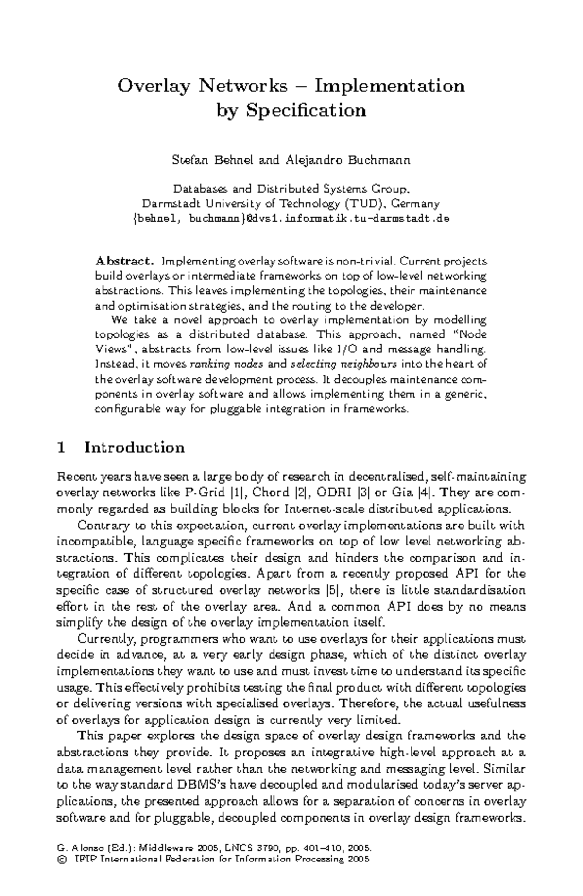 Behnel 2005 - Bibliography - Overlay Networks – Implementation by ...