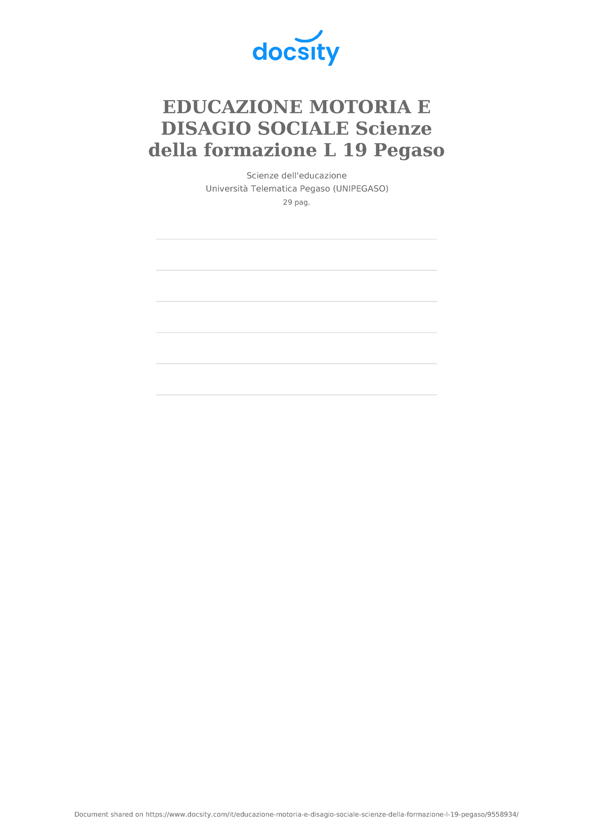 Docsity Educazione Motoria E Disagio Sociale Scienze Della Formazione L ...