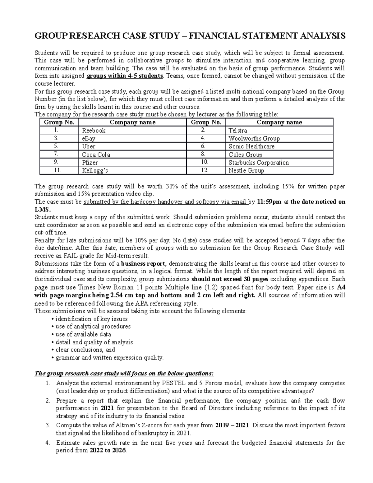 Group research Assignment 2023 KN01K46 - GROUP RESEARCH CASE STUDY ...