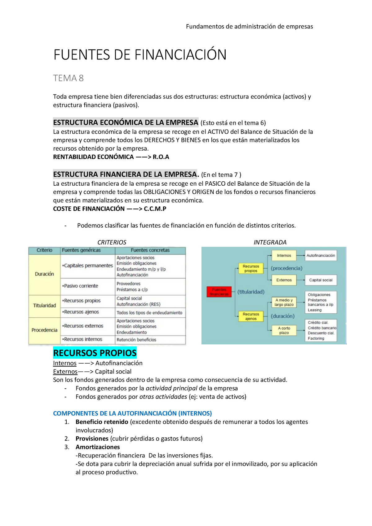 Tema 8 .Fuentes De Financiación De Empresas - FUENTES DE FINANCIACIÓN ...