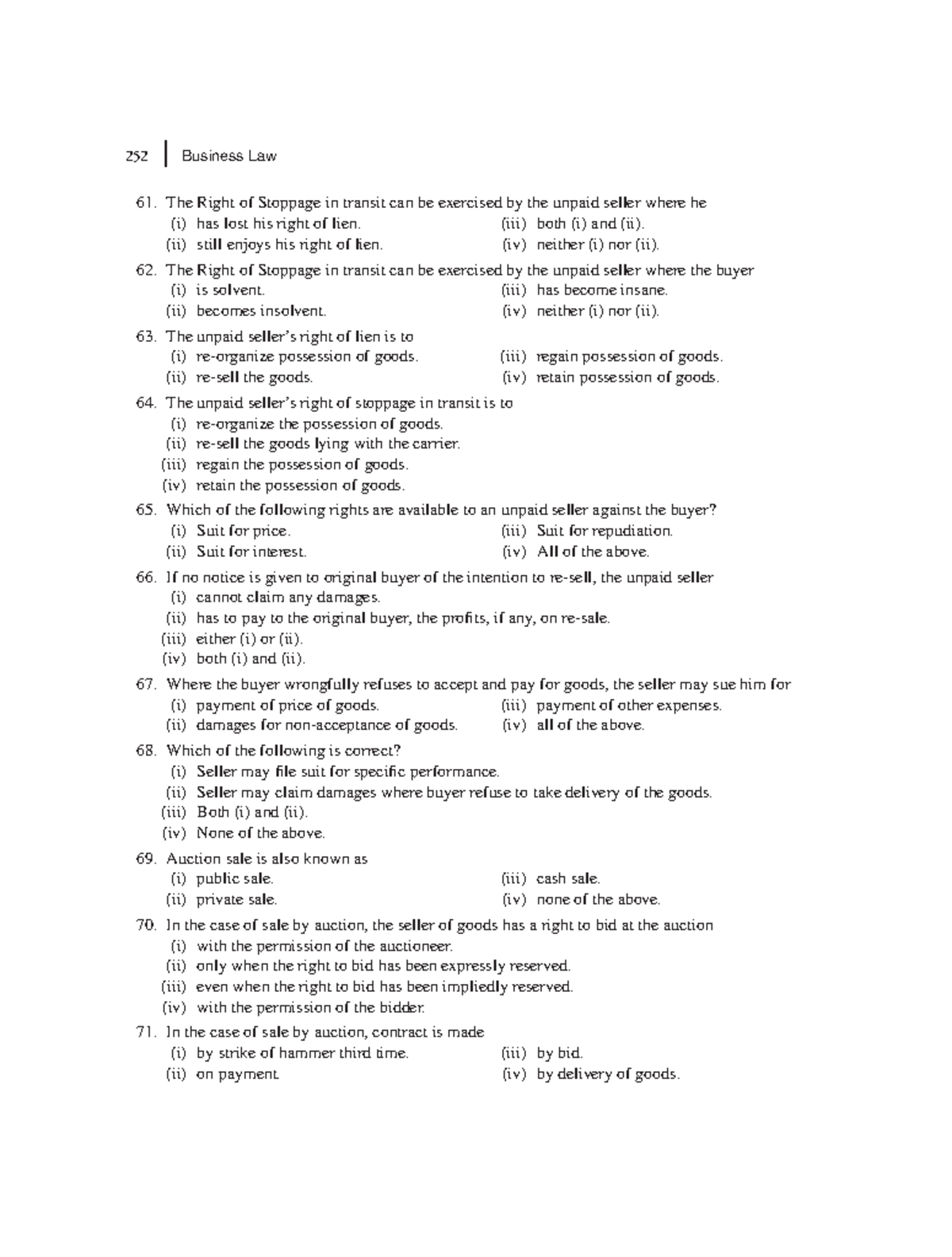 Zlib - 252 Business Law The Right of Stoppage in transit can be ...