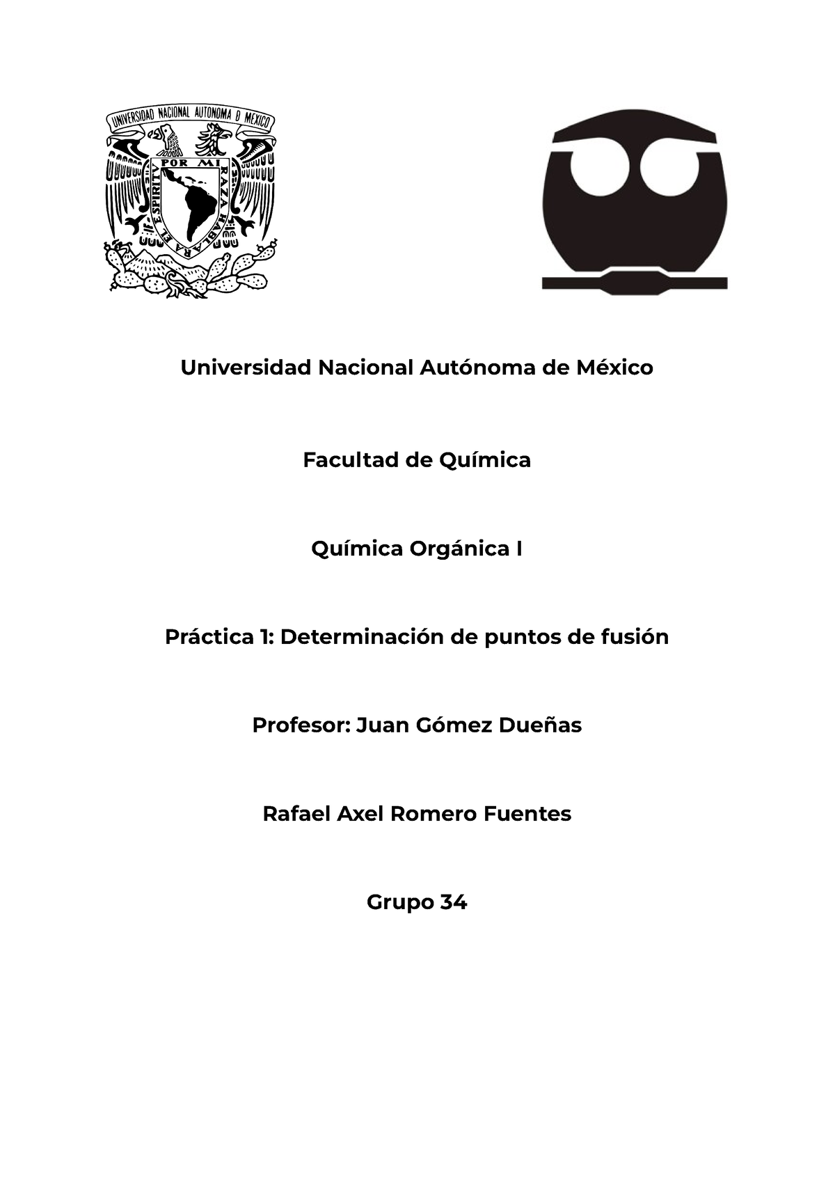 Informe Practica 1 QO - Universidad Nacional Autónoma De México ...