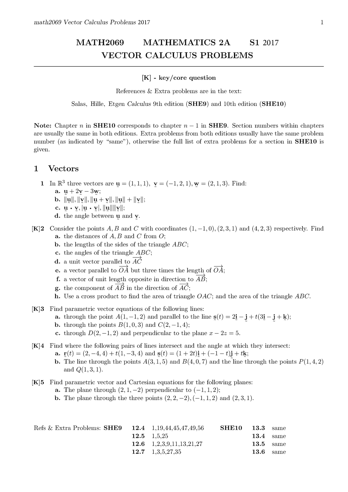 Vector Calculus Problems Math69 Math69 Vector Calculus Problems 17 Math69 Mathematics 2a S1 17 Vector Calculus Problems Question References Extra Studocu