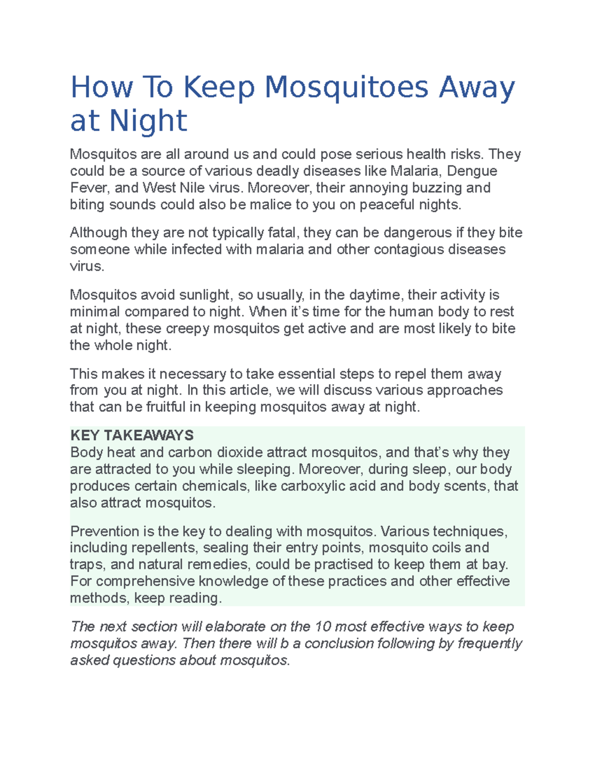 How To Keep Mosquitoes Away At Night Home Remedies