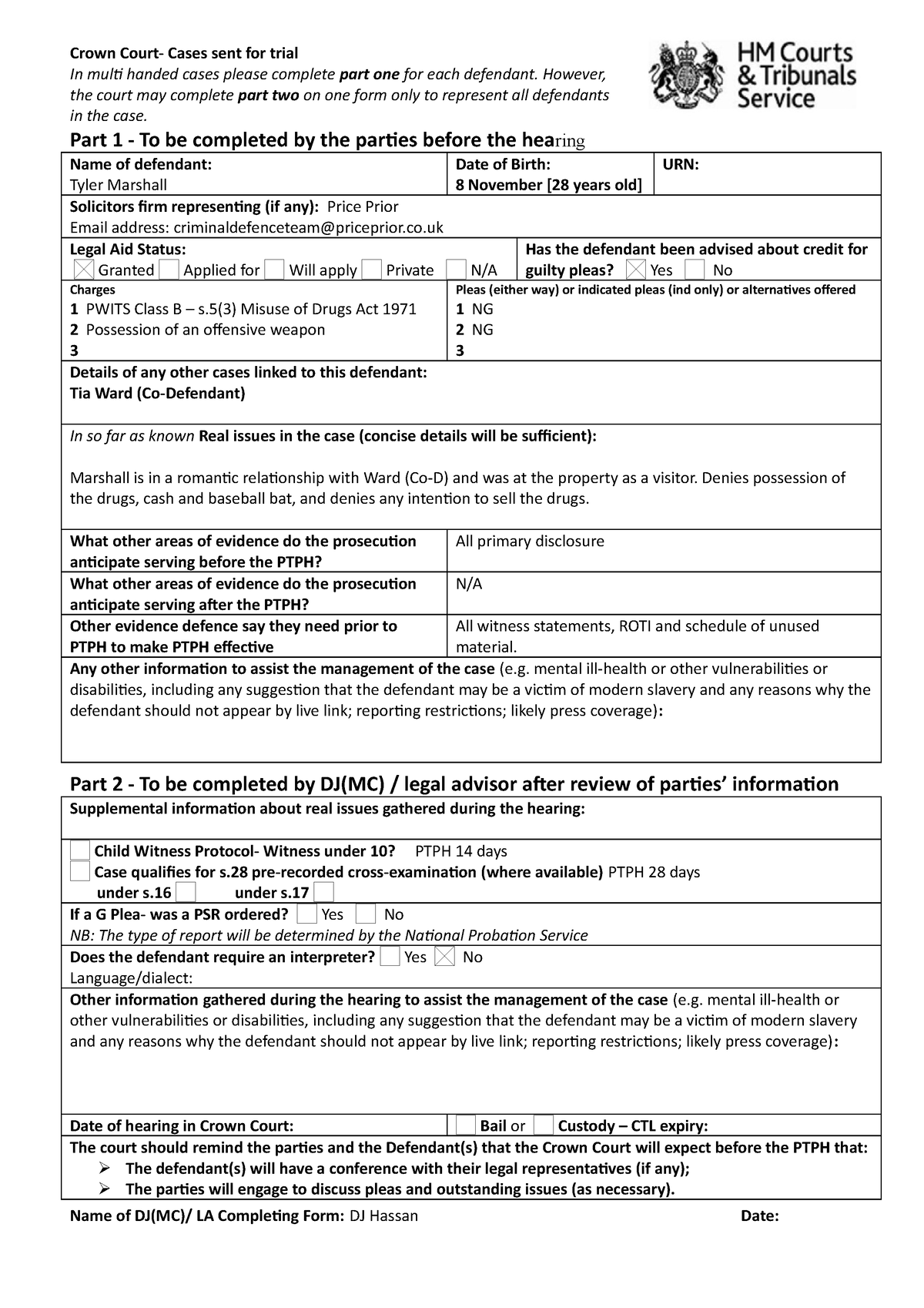 18. BTC Crime W6 D1 Case Management Questionnaire Marshall Crown