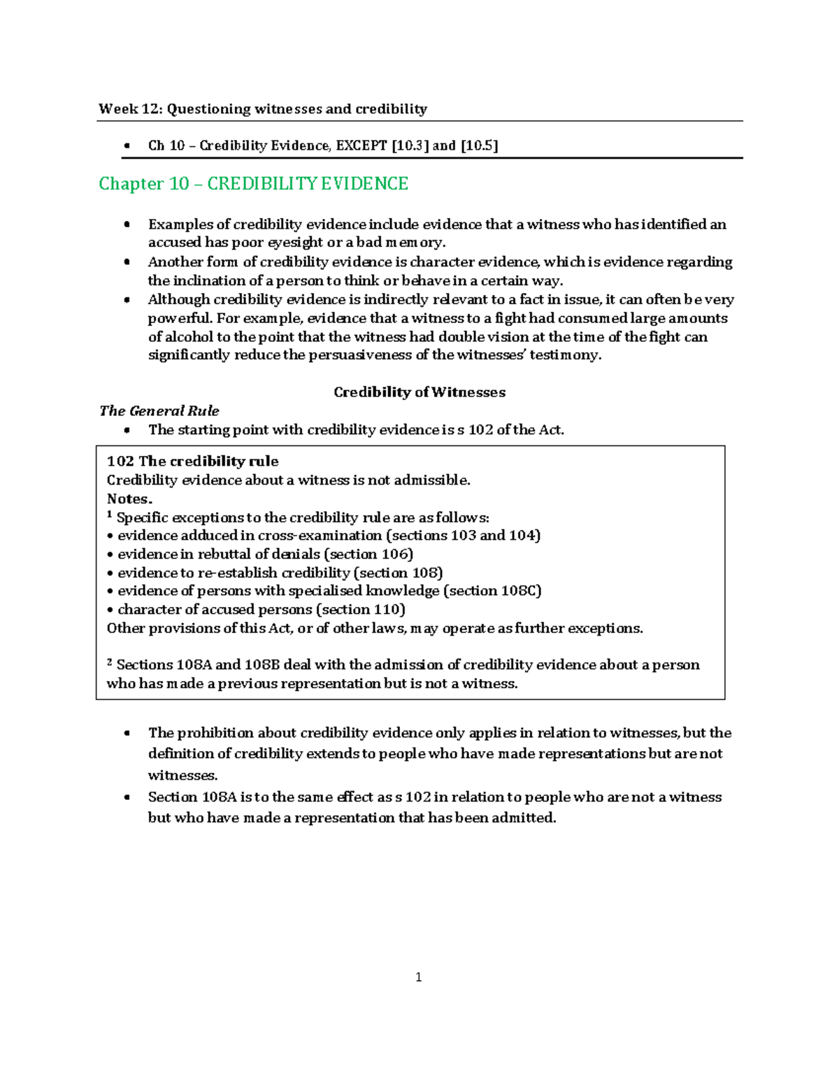 Criminal Procedure Exam Notes - Week 12: Questioning witnesses and ...