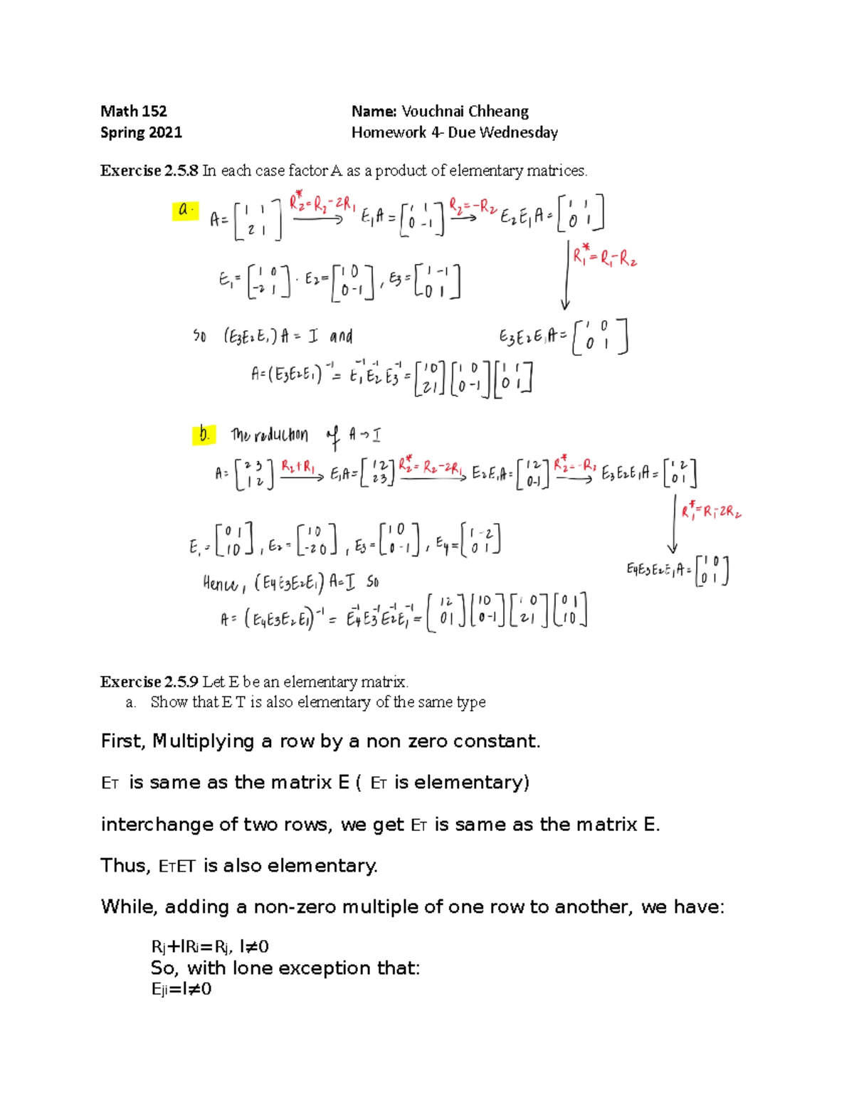 Math 152 Homework 4 - Math 152 Name: Vouchnai Chheang Spring 2021 ...