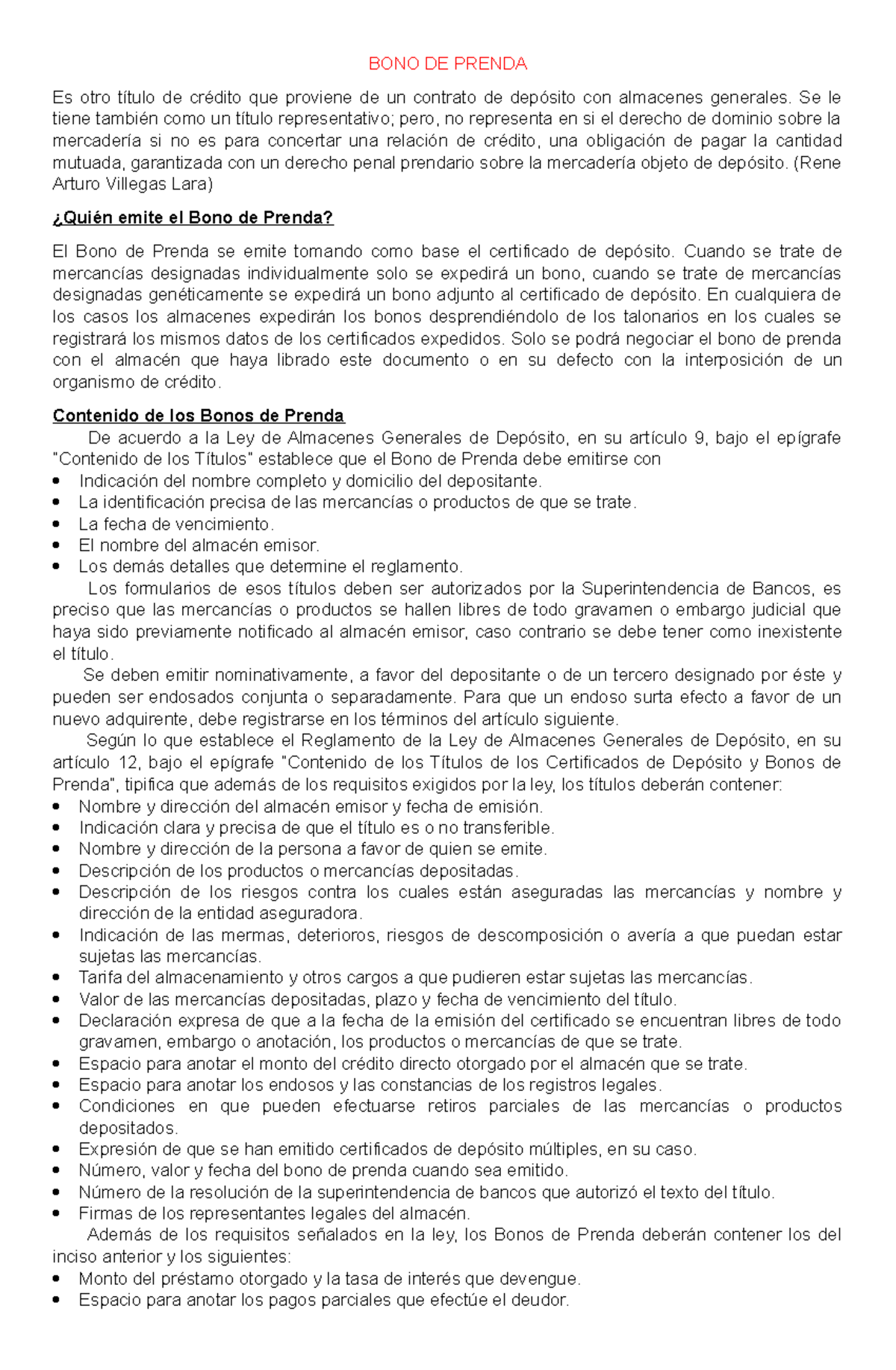 BONO-DE- Prenda - BONO DE PRENDA Es otro título de crédito que proviene de  un contrato de depósito - Studocu