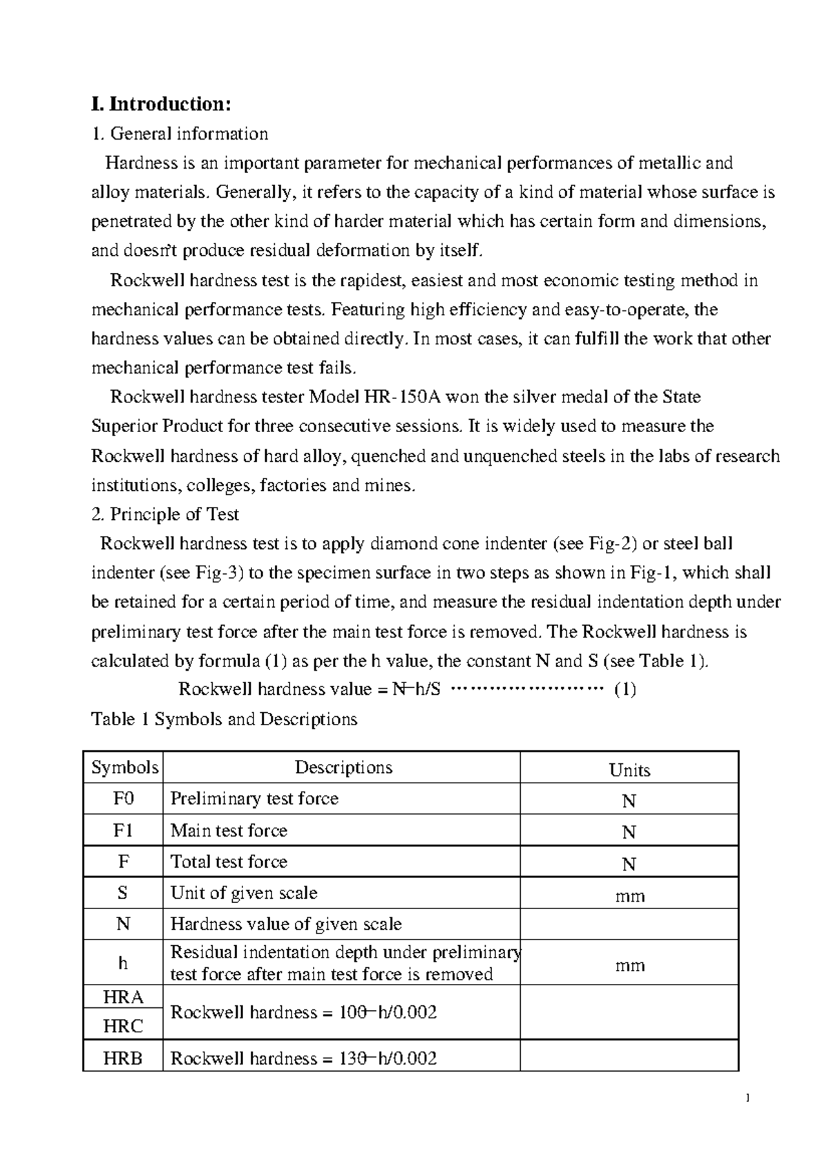 Rockwell hardness tester model hr150a operation manual I