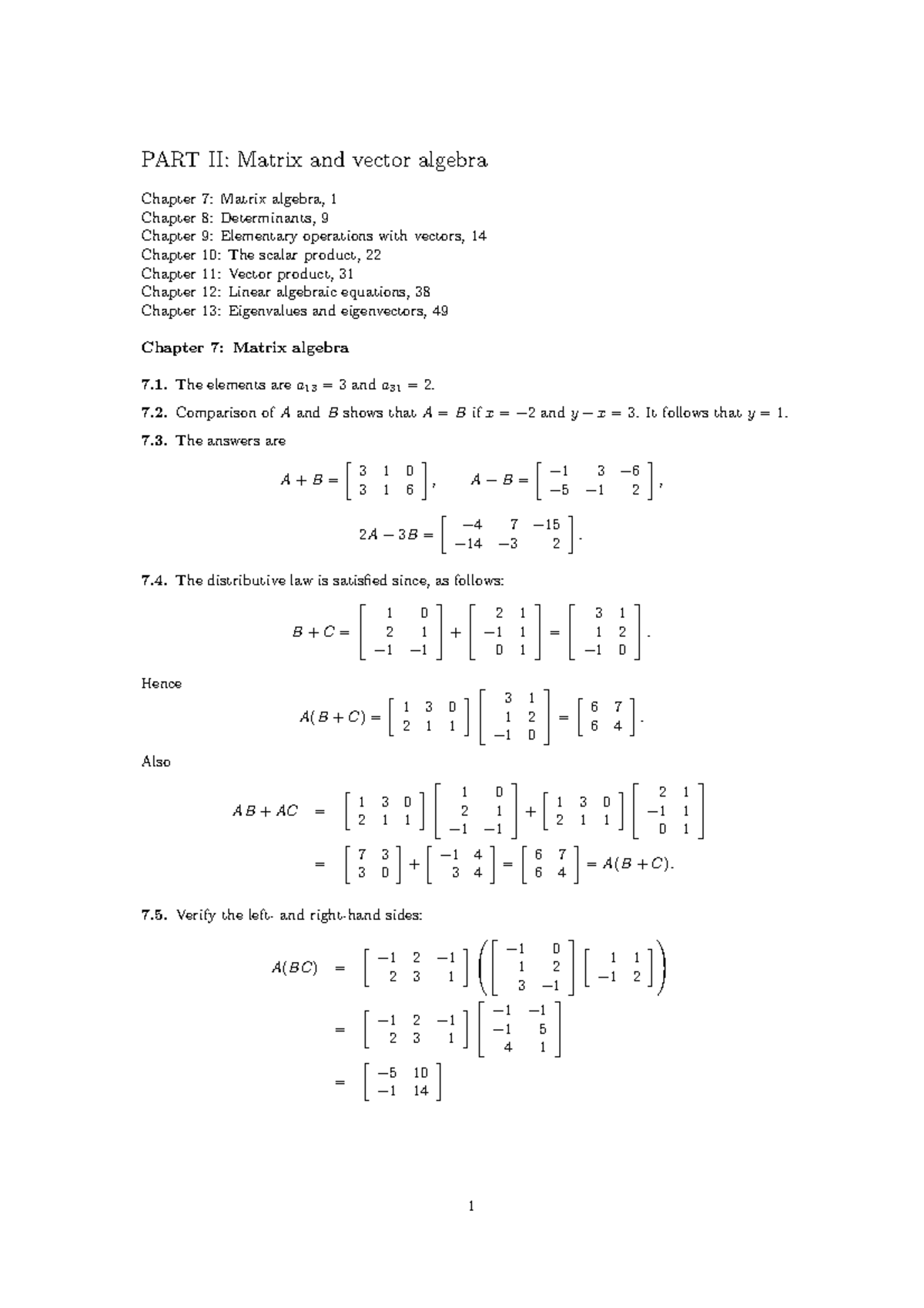 3. Matrix and vector algebra - PART II: Matrix and vector algebra ...