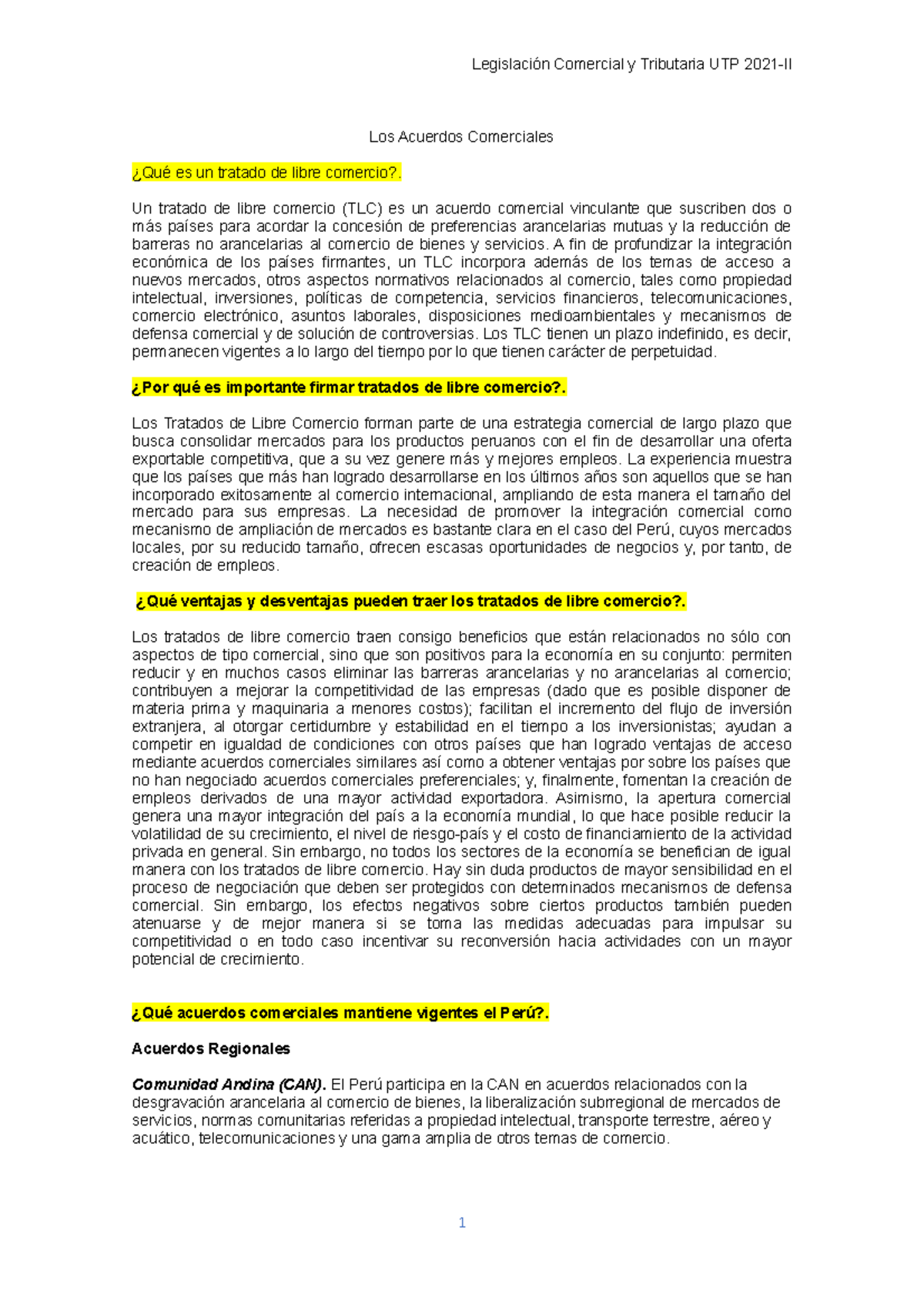 Importancia DE LOS Acuerdos Comerciales - Legislación Comercial Y ...