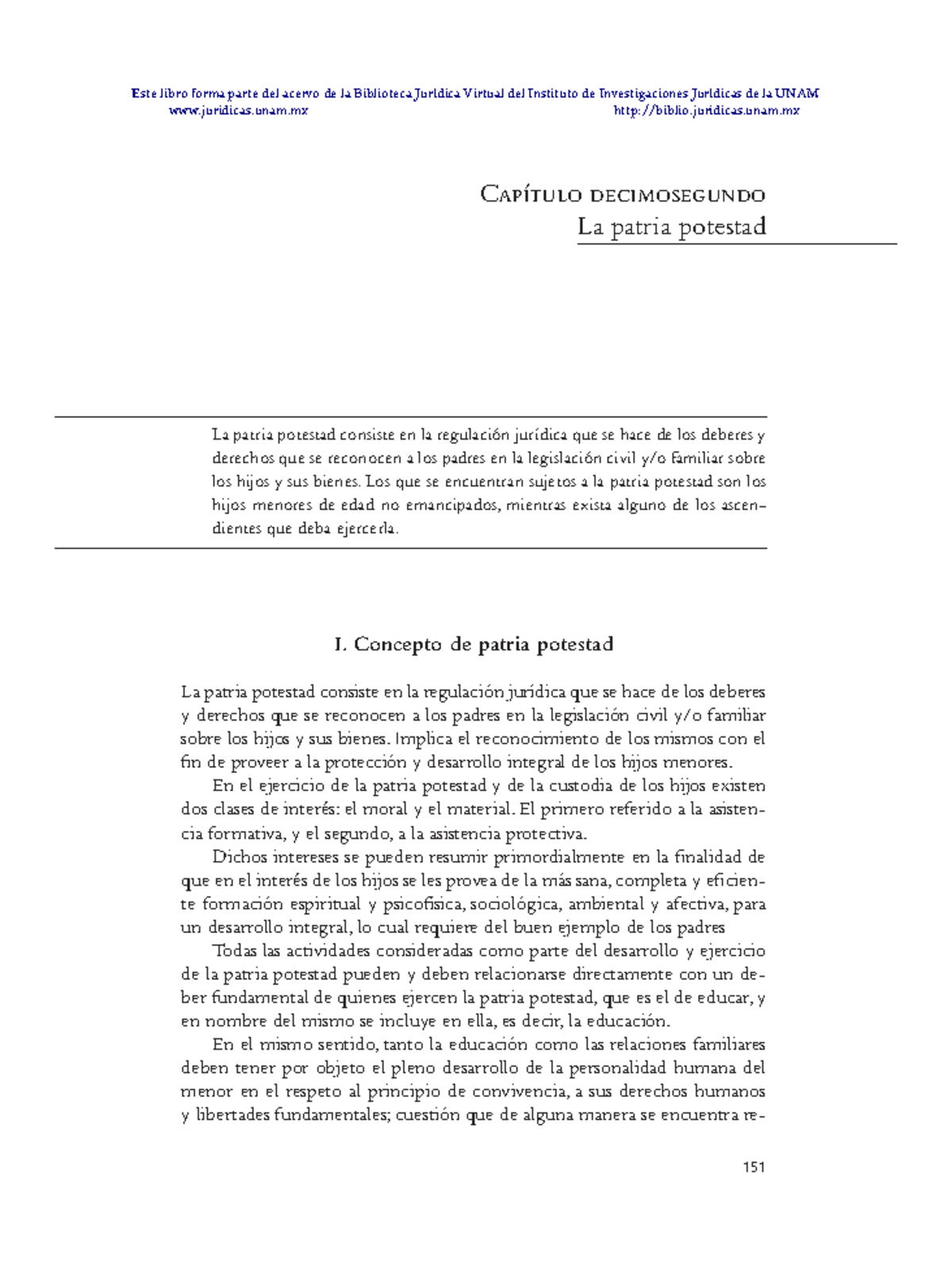 14-1 - libro - 151 Capítulo decimosegundo La patria potestad La patria ...