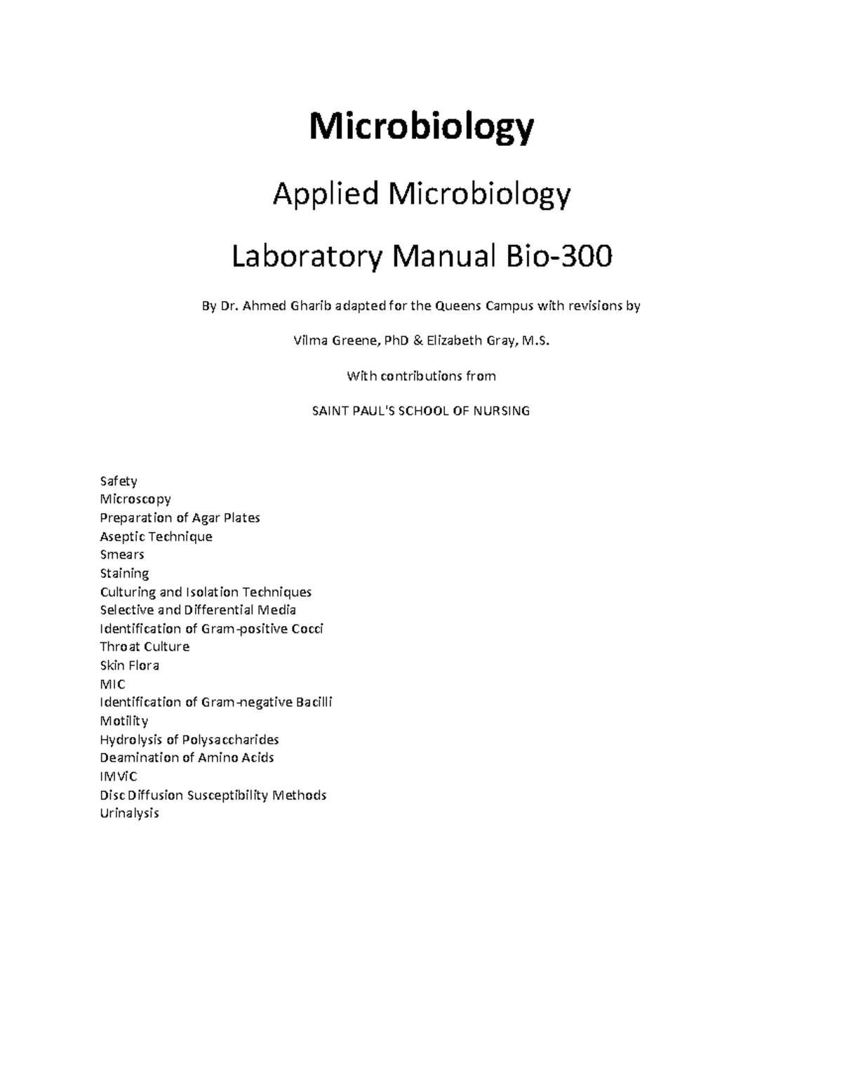 Complete Micro Lab Manual - Microbiology Applied Microbiology ...