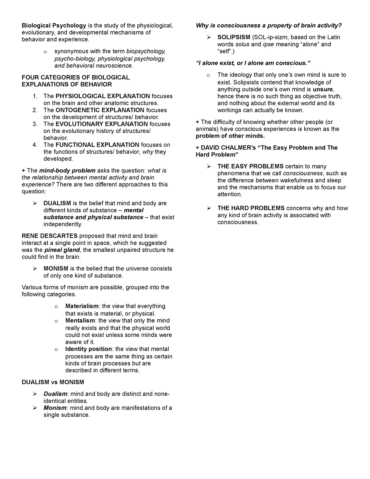 BIO PSY Chap 1 3 - Notes For BIOPSY - Biological Psychology Is The ...