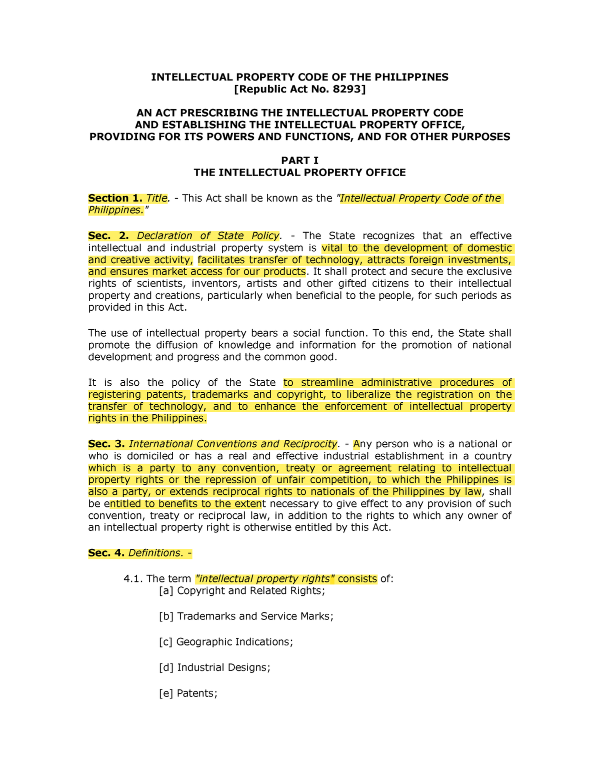 Intellectual Property Code of the Philippines(RA8293) INTELLECTUAL