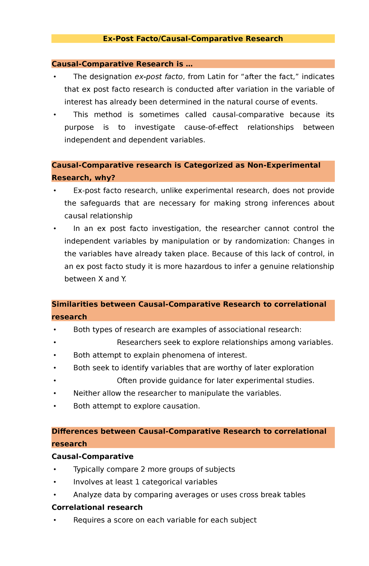 10 Causal comparative Research Ex Post Facto Causal Comparative 