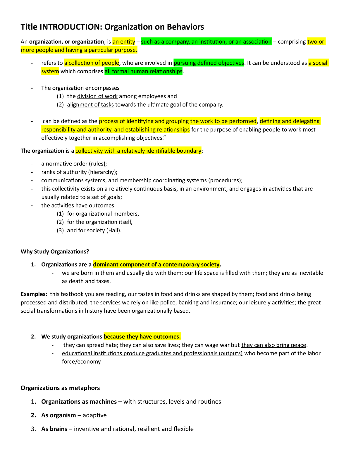 Final Notes FOR HBO - sdf - Title INTRODUCTION: Organization on ...