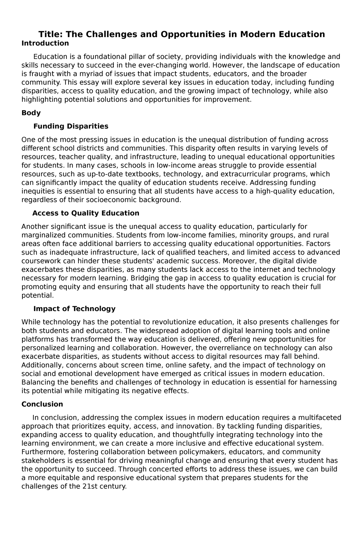 Introduction - Title: The Challenges and Opportunities in Modern ...