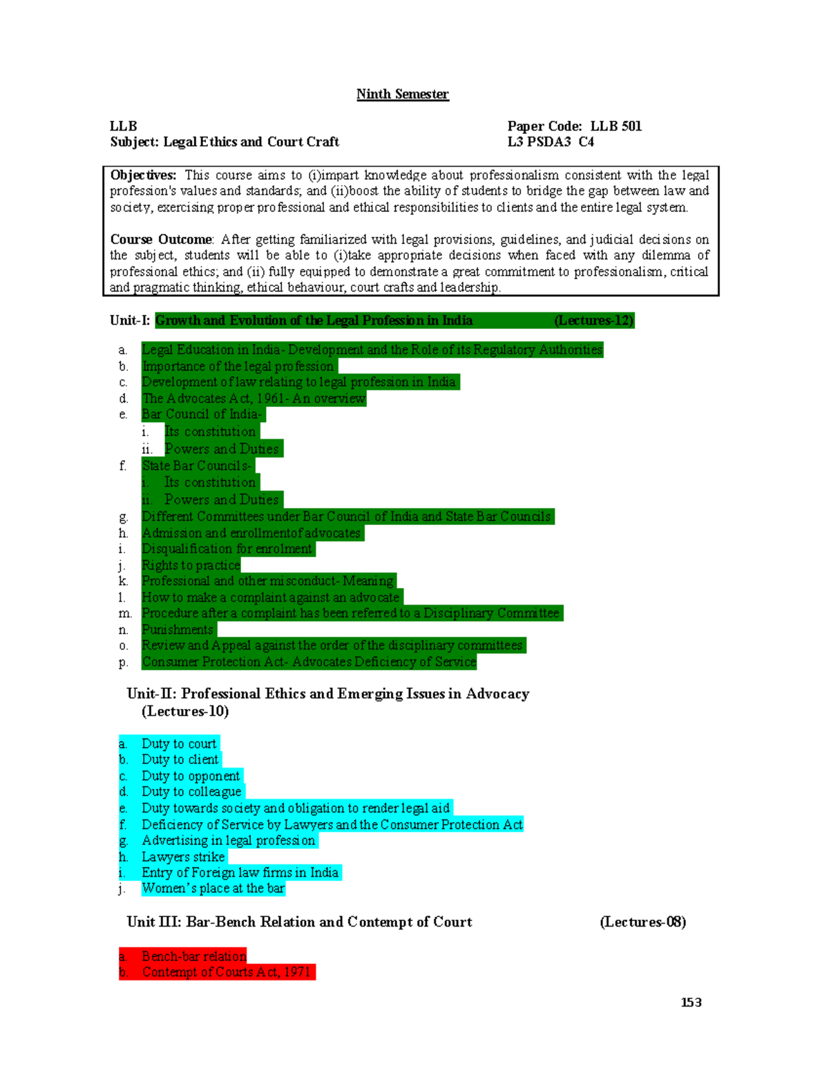 Sem-9 - Hbdbdb - Ninth Semester LLB Paper Code: LLB 501 Subject: Legal ...